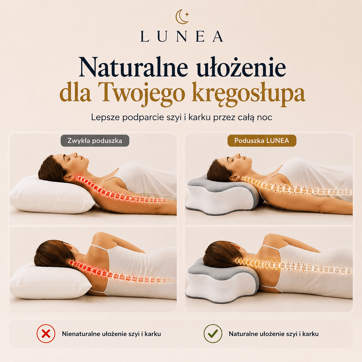 Lunea - profilowana poduszka z pamięcią kształtu